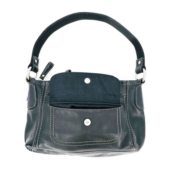 Fossil Handbag Black Leather Single Strap Shoulder Bag Top Zip - Picture 12 of 16